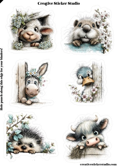 Sticker Sheet Set of 2 -Spring Peekers w Lamb