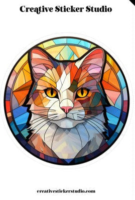 XLARGE Sticker - Stained Glass Cat 3