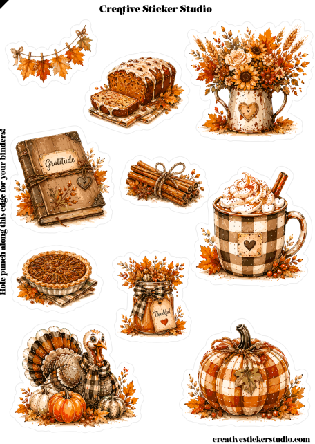 Sticker Sheet Set of 2 - Thanksgiving Gratitude