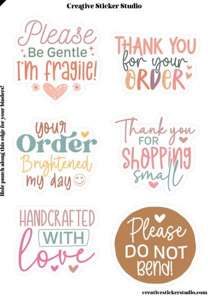 Sticker Sheet Set of 2 - Thank you Fragile