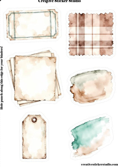 Sticker Sheet Set of 2 - Trash to Treasure Junk Journal Plaid