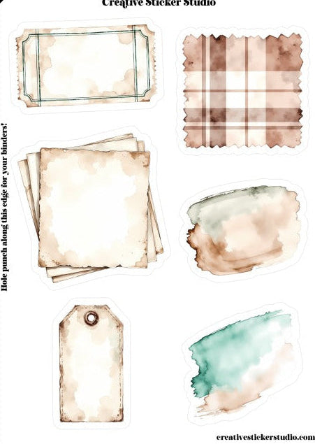 Sticker Sheet Set of 2 - Trash to Treasure Junk Journal Plaid