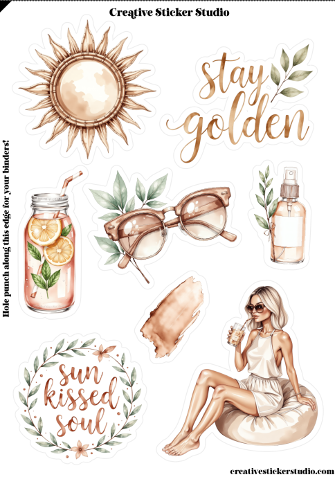 Sticker Sheet Set of 2 - Tulum Boho Stay Golden