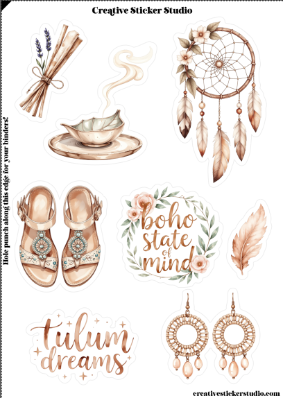Sticker Sheet Set of 2 - Tulum Boho Tulum Dreams