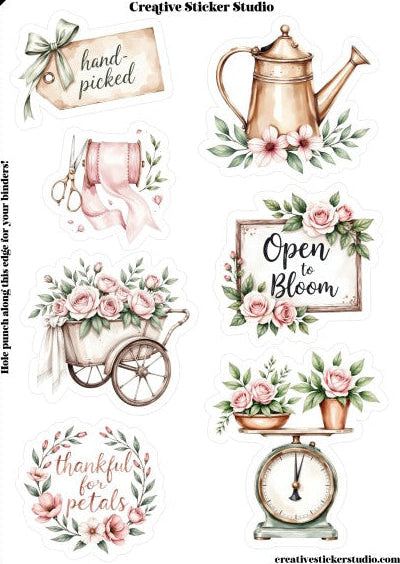 Sticker Sheet Set of 2 - Vintage Florist Hand-Picked