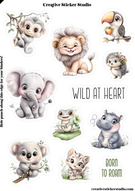 Sticker Sheet Set of 2 - Wild at Heart Baby Animals