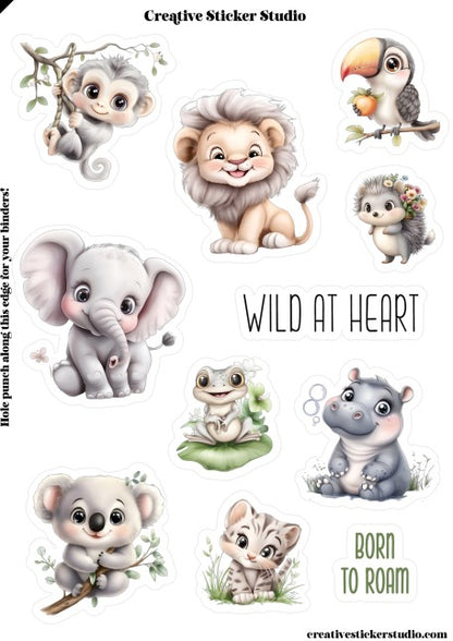 Sticker Sheet Set of 2 - Wild at Heart Baby Animals