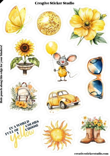 Sticker Sheet Set of 2 - Choose Yellow